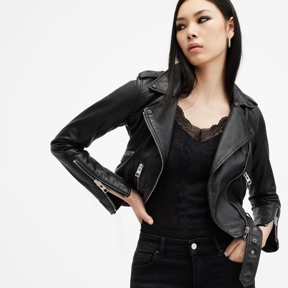 ALL SAINTS BALFERN LEATHER BIKER JACKET MOTO SIZE US 4 BUTTER SOFT - Picture 6 of 12